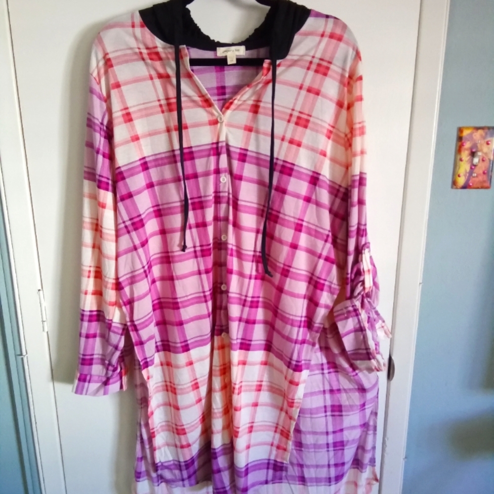 Plaid shirt/dress/cover up Hoodie